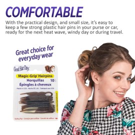 Good Hair Days Hair Pins - Plastic, U-shaped Magic Grip Hairpins, Strong Durable Pins For Fine, Thick & Long Hair, Hair Styling Accessories, Set of 10 (Black) Good Hair Days Hair Pins - Plastic, U-shaped Magic Grip Hairpins, Strong Durable Pins For Fine, Thick & Long Hair, Hair Styling Accessories, Set of 10 (Black)