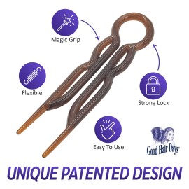 Good Hair Days Hair Pins - Plastic, U-shaped Magic Grip Hairpins, Strong Durable Pins For Fine, Thick & Long Hair, Hair Styling Accessories, Set of 10 (Black) Good Hair Days Hair Pins - Plastic, U-shaped Magic Grip Hairpins, Strong Durable Pins For Fine, Thick & Long Hair, Hair Styling Accessories, Set of 10 (Black)