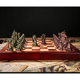 Agirlgle Retro Metal Chess Set with Folding Wooden Chess Board and Classic Handmade Standard Pieces Metal Chess Set for Kids Adult Agirlgle Retro Metal Chess Set with Folding Wooden Chess Board and Classic Handmade Standard Pieces Metal Chess Set for Kids Adult