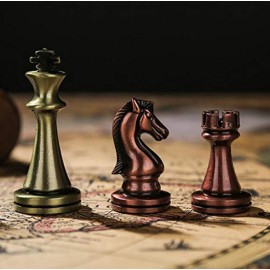 Agirlgle Retro Metal Chess Set with Folding Wooden Chess Board and Classic Handmade Standard Pieces Metal Chess Set for Kids Adult Agirlgle Retro Metal Chess Set with Folding Wooden Chess Board and Classic Handmade Standard Pieces Metal Chess Set for Kids Adult