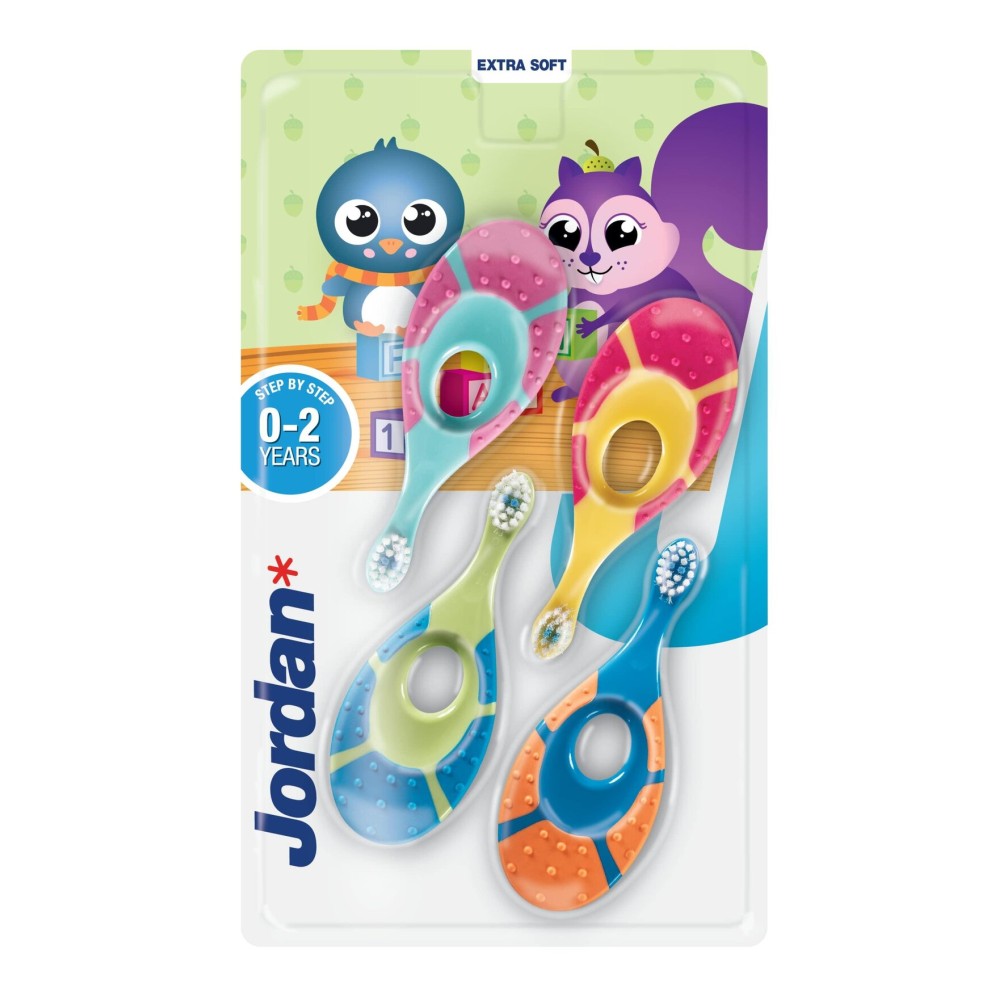 Jordan*  | Step 1 Baby Toothbrush | 0-2 Years, Soft Bristles, BPA Free | 4 Pack Jordan*  | Step 1 Baby Toothbrush | 0-2 Years, Soft Bristles, BPA Free | 4 Pack