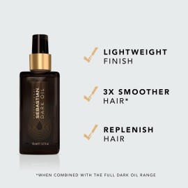 Sebastian Professional Dark Oil Lightweight Hair Styling Oil | Infused with Sandalwood, Cedarwood, & Argan Oils | 3.2 fl oz