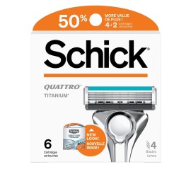 Schick Quattro Titanium Refills - Schick Quattro Refills, Mens Razor Refills, 6 Count