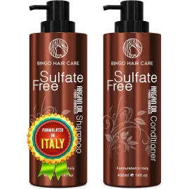 Moroccan Argan Oil Shampoo and Conditioner Set - Sulfate Free, Anti Frizz Hydrating Care for Women - Deep Moisturizing Treatment for Color, Keratin Treated, Curly, Damaged and Dry Hair