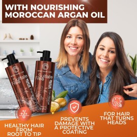 Moroccan Argan Oil Shampoo and Conditioner Set - Sulfate Free, Anti Frizz Hydrating Care for Women - Deep Moisturizing Treatment for Color, Keratin Treated, Curly, Damaged and Dry Hair Moroccan Argan Oil Shampoo and Conditioner Set - Sulfate Free, Anti Frizz Hydrating Care for Women - Deep Moisturizing Treatment for Color, Keratin Treated, Curly, Damaged and Dry Hair