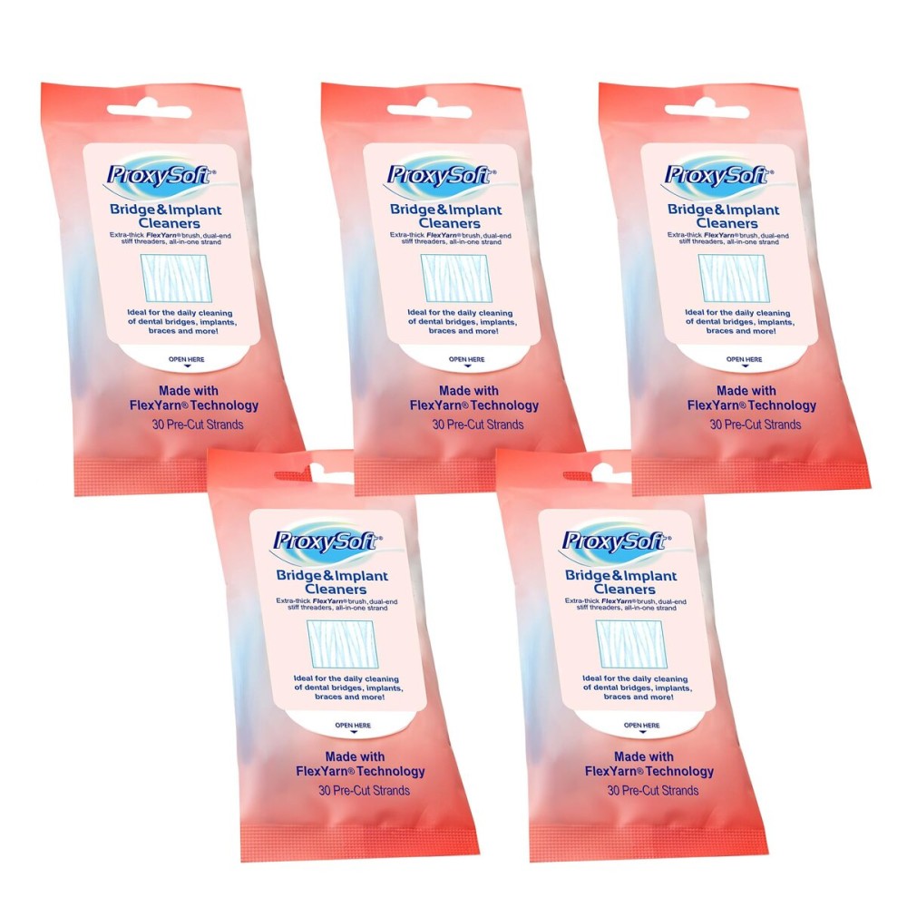 Proxysoft Dental Floss for Bridges and Implants 5 Packs - Floss Threaders for Bridges, Dental Implants, Braces with Extra-Thick Proxy Brush for Optimal Oral Hygiene -Teeth Bridge and Implant Cleaners Proxysoft Dental Floss for Bridges and Implants 5 Packs - Floss Threaders for Bridges, Dental Implants, Braces with Extra-Thick Proxy Brush for Optimal Oral Hygiene -Teeth Bridge and Implant Cleaners