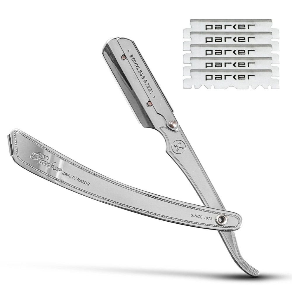 Parker SRX 100% Stainless Steel Straight Edge Professional Barber Razor & 5 Parker Premium Half Blades Parker SRX 100% Stainless Steel Straight Edge Professional Barber Razor & 5 Parker Premium Half Blades