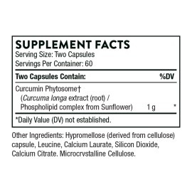 THORNE Curcumin Phytosome 1000 mg (Meriva) - Clinically Studied, High Absorption - Supports Health in Joints, Muscles, GI Tract, Liver, and Brain* - 120 Capsules - 60 Servings THORNE Curcumin Phytosome 1000 mg (Meriva) - Clinically Studied, High Absorption - Supports Health in Joints, Muscles, GI Tract, Liver, and Brain* - 120 Capsules - 60 Servings