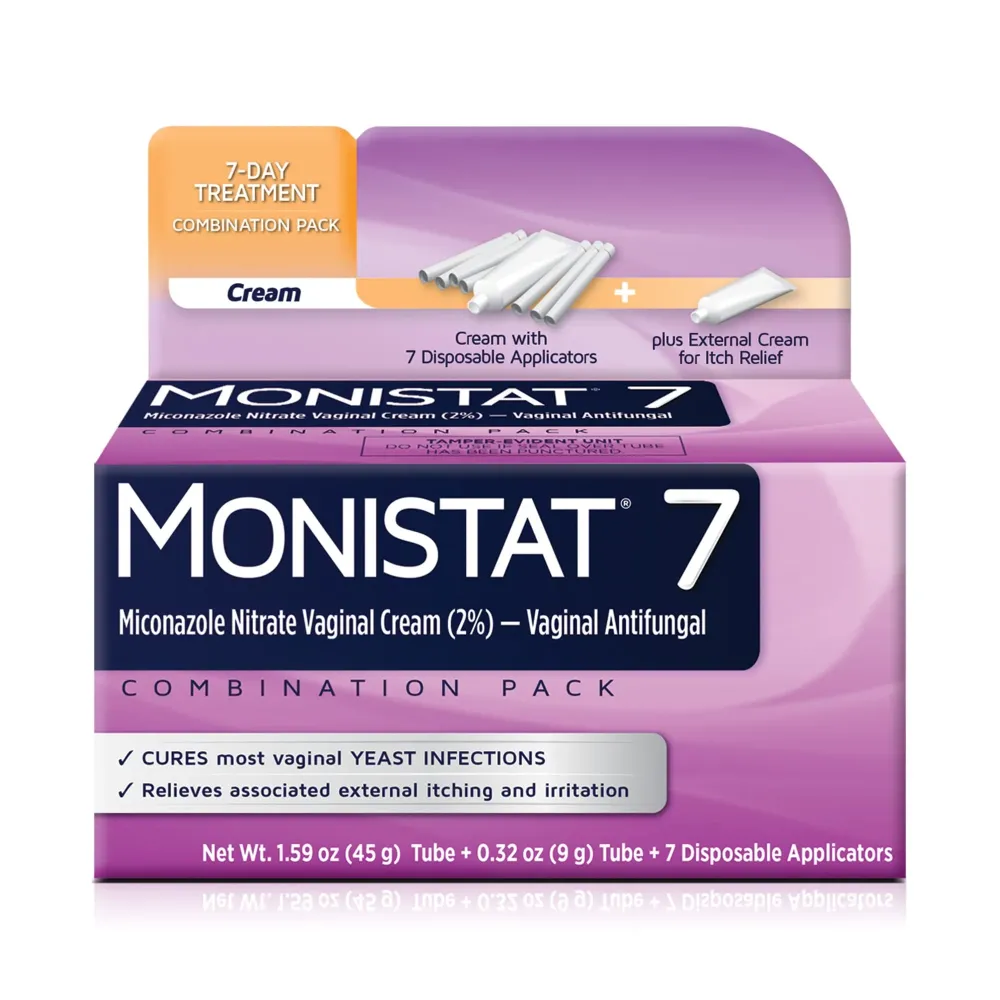 Monistat 7 Day Yeast Infection Treatment for Women, 7 Miconazole Cream Applications with Disposable Applicators & External Monistat Anti-Itch Cream Bundle Monistat 7 Day Yeast Infection Treatment for Women, 7 Miconazole Cream Applications with Disposable Applicators & External Monistat Anti-Itch Cream Bundle