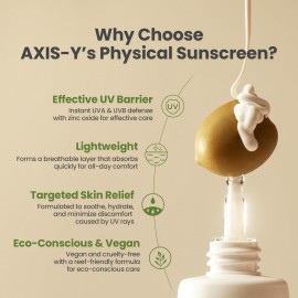 AXIS-Y Complete No-Stress Physical Sunscreen V3 - SPF 50 Mineral Sunscreen with 2% Niacinamide, Zinc Oxide Sunblock for Broad Spectrum Sun Care - Vegan Korean Skin Care -1.69 fl. oz.