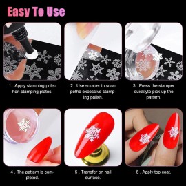 Nail Art Stamper, Clear Silicone Stamping Jelly with Scraper, Transparent Visible Body, No Misplacement for DIY Nail Decor, Home Manicure Starter Tool Salon, French Tip Stamp, 200-Time Using (Clear)