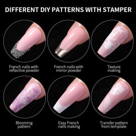 Nail Art Stamper, Clear Silicone Stamping Jelly with Scraper, Transparent Visible Body, No Misplacement for DIY Nail Decor, Home Manicure Starter Tool Salon, French Tip Stamp, 200-Time Using (Clear)