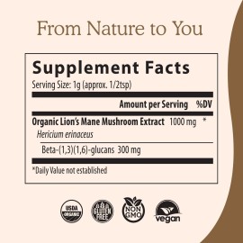 Real Mushrooms Lions Mane Powder - Organic Mushroom Extract for Cognitive Function Immune Support Brain Supplements Memory and Focus Vegan Supplement, 60 Servings Real Mushrooms Lions Mane Powder - Organic Mushroom Extract for Cognitive Function Immune Support Brain Supplements Memory and Focus Vegan Supplement, 60 Servings