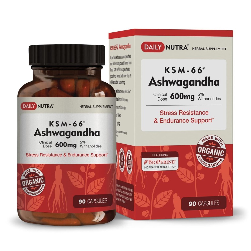 DailyNutra KSM-66 Ashwagandha 600mg Organic Root Extract - High Potency Supplement with 5% Withanolides | Relieves Tiredness, Supports Relaxation, Focus, Energy, & Muscle Growth (90 Capsules) DailyNutra KSM-66 Ashwagandha 600mg Organic Root Extract - High Potency Supplement with 5% Withanolides | Relieves Tiredness, Supports Relaxation, Focus, Energy, & Muscle Growth (90 Capsules)