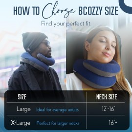BCOZZY Travel Neck Pillow for Airplane - Patented Double Support for Head, Neck, and Chin. Best for Long Flights, Plane Sleeping, and Car Rides. Adjustable Size. Fully Washable. Carry Bag. Large, Navy BCOZZY Travel Neck Pillow for Airplane - Patented Double Support for Head, Neck, and Chin. Best for Long Flights, Plane Sleeping, and Car Rides. Adjustable Size. Fully Washable. Carry Bag. Large, Navy