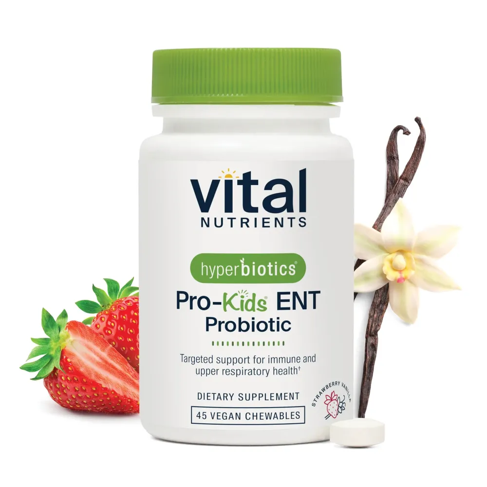 Hyperbiotics Vital Nutrients Pro Kids Probiotic ENT | Toddler Probiotics for Kids Ear, Nose and Throat | Targeted Immune and Digestive Health | Strawberry-Vanilla 45 Sugar-Free Chewable Tablets Hyperbiotics Vital Nutrients Pro Kids Probiotic ENT | Toddler Probiotics for Kids Ear, Nose and Throat | Targeted Immune and Digestive Health | Strawberry-Vanilla 45 Sugar-Free Chewable Tablets