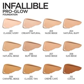 L\'Oreal Paris Makeup Infallible Up to 24HR Pro-Glow Foundation, Natural Beige, 1 fl oz. L\'Oreal Paris Makeup Infallible Up to 24HR Pro-Glow Foundation, Natural Beige, 1 fl oz.
