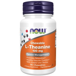 NOW Supplements, L-Theanine 100 mg with Inositol and Taurine, Tension Management*, 90 Chewables NOW Supplements, L-Theanine 100 mg with Inositol and Taurine, Tension Management*, 90 Chewables
