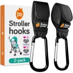 Baby Uma Stroller Hooks for Bags (2 Pack) - Universal Stroller Clips and Hooks, Non-Slip with One-Hand Opening, 11 lb Weight Capacity, Baby Travel Essential