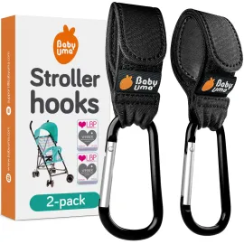Baby Uma Stroller Hooks for Bags (2 Pack) - Universal Stroller Clips and Hooks, Non-Slip with One-Hand Opening, 11 lb Weight Capacity, Baby Travel Essential Baby Uma Stroller Hooks for Bags (2 Pack) - Universal Stroller Clips and Hooks, Non-Slip with One-Hand Opening, 11 lb Weight Capacity, Baby Travel Essential
