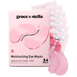 grace & stella Award Winning Under Eye Mask - Birthday Gifts For Women - Bridesmaid Gifts - Reduce Dark Circles, Puffy Eyes, Undereye Bags, Wrinkles - Under Eye Patches - Vegan (24 Pairs, Pink)