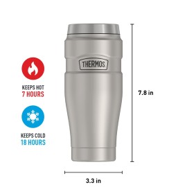 THERMOS Stainless King Vacuum-Insulated Travel Tumbler, 16 Ounce, Matte Steel THERMOS Stainless King Vacuum-Insulated Travel Tumbler, 16 Ounce, Matte Steel