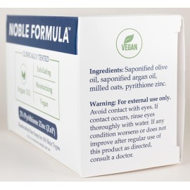 Noble Formula Zinc Bar Soap, Olive Oil and Argan Oil 2% Pyrithione Zinc (ZnP) for All Skin Types Including Those With Acne, Psoriasis and Eczema, 3.25 oz