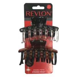 REVLON Strong Hold Hair Claw Clips, Brown/Black, 2 Count REVLON Strong Hold Hair Claw Clips, Brown/Black, 2 Count
