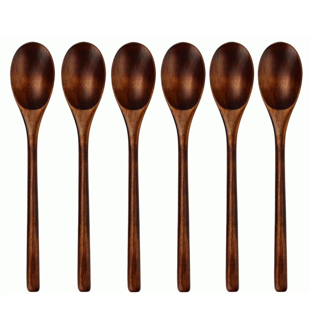 AOOSY Spoons, Wooden Spoons for Eating, 6 Pieces Japanese Natural Plant Ellipse Wooden Ladle Spoon Set for Cooking Mixing Stirring Honey Tea Soda Dessert Coconut Bowl Nonstick Pots Kitchen AOOSY Spoons, Wooden Spoons for Eating, 6 Pieces Japanese Natural Plant Ellipse Wooden Ladle Spoon Set for Cooking Mixing Stirring Honey Tea Soda Dessert Coconut Bowl Nonstick Pots Kitchen