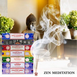 Satya Incense Gift Set Nag Champa, Super hit, Dragon\'s Blood, Sandalwood, Patchouli, Lavender, Positive Vibes, 15 g Satya Incense Gift Set Nag Champa, Super hit, Dragon\'s Blood, Sandalwood, Patchouli, Lavender, Positive Vibes, 15 g