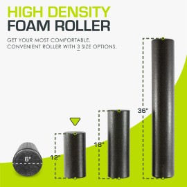 ProsourceFit High Density Foam Rollers 12 - inches long, Firm Full Body Athletic Massager for Back Stretching, Yoga, Pilates, Post Workout Trigger Point Release, Black ProsourceFit High Density Foam Rollers 12 - inches long, Firm Full Body Athletic Massager for Back Stretching, Yoga, Pilates, Post Workout Trigger Point Release, Black