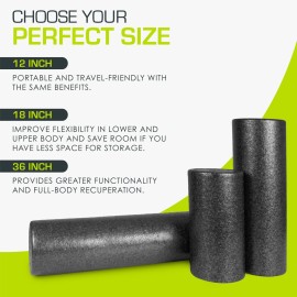 ProsourceFit High Density Foam Rollers 12 - inches long, Firm Full Body Athletic Massager for Back Stretching, Yoga, Pilates, Post Workout Trigger Point Release, Black ProsourceFit High Density Foam Rollers 12 - inches long, Firm Full Body Athletic Massager for Back Stretching, Yoga, Pilates, Post Workout Trigger Point Release, Black