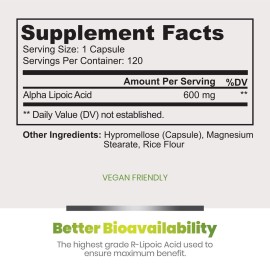 Simply Natures Pure Alpha Lipoic Acid 600mg 120 Veggie Capsules, Non-GMO Thioctic Acid 4 Month Supply Simply Natures Pure Alpha Lipoic Acid 600mg 120 Veggie Capsules, Non-GMO Thioctic Acid 4 Month Supply