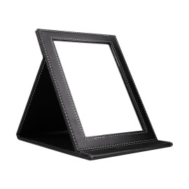 DUcare Folding Mirror Portable Travel PU Portable Adjustable Rectangular Ultrathin Vanity Mirror with Stand, for Travel, Camping,Home