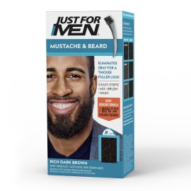 Just For Men Mustache & Beard, Beard Dye for Men with Brush, With Keratin Biotin Aloe and Coconut Oil for Healthy Facial Hair - Rich Dark Brown, M-47, Pack of 1 (Packaging May Vary) Just For Men Mustache & Beard, Beard Dye for Men with Brush, With Keratin Biotin Aloe and Coconut Oil for Healthy Facial Hair - Rich Dark Brown, M-47, Pack of 1 (Packaging May Vary)