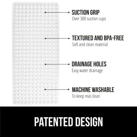 GORILLA GRIP Patented Bath Tub Shower Mat, Machine Washable Bathtub Floor Liner Mats, Suction Cups and Drain Holes to Keep Tubs Clean, Soft on Feet, Bathroom Essentials, 35x16 Inch, Clear GORILLA GRIP Patented Bath Tub Shower Mat, Machine Washable Bathtub Floor Liner Mats, Suction Cups and Drain Holes to Keep Tubs Clean, Soft on Feet, Bathroom Essentials, 35x16 Inch, Clear