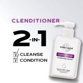 KERACOLOR Clenditioner Cleansing Conditioner Color Safe Prevents Fade - Replaces Your Shampoo, Keratin Infused, 33.8 Fl Oz