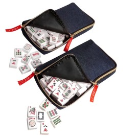 Linda Li New! - American Mah Jongg Set 166 Premium White Tiles, 4 All-in-One Rack/Pushers, Denim Blue Soft Bag - Stylish Full Size Complete Mahjong Set Linda Li New! - American Mah Jongg Set 166 Premium White Tiles, 4 All-in-One Rack/Pushers, Denim Blue Soft Bag - Stylish Full Size Complete Mahjong Set