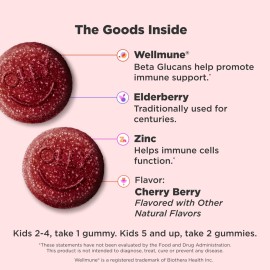 OLLY Kids Immunity Gummy, Immune Support, Wellmune, Elderberry, Vitamin C, Zinc, Chewable Supplement, Cherry - 50 Count OLLY Kids Immunity Gummy, Immune Support, Wellmune, Elderberry, Vitamin C, Zinc, Chewable Supplement, Cherry - 50 Count