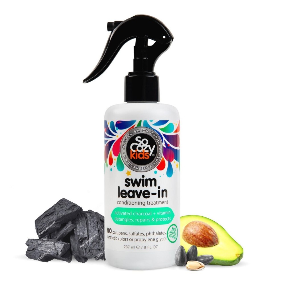 SoCozy Swim Leave In Conditioner Spray & Treatment for Kids Hair (8 Fl Oz) Protects & Repairs Pool, Sun & Salt Damaged Hair, Gentle Formula with Activated Charcoal, Vitamin B5 & Sunflower Seed Extract SoCozy Swim Leave In Conditioner Spray & Treatment for Kids Hair (8 Fl Oz) Protects & Repairs Pool, Sun & Salt Damaged Hair, Gentle Formula with Activated Charcoal, Vitamin B5 & Sunflower Seed Extract