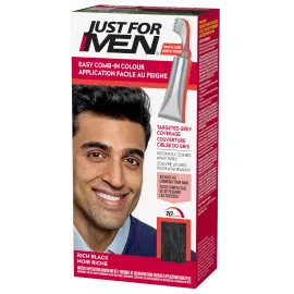 Just For Men Easy Comb-In Color Mens Hair Dye, Easy No Mix Application with Comb Applicator - Rich Black, A-65, Pack of 1