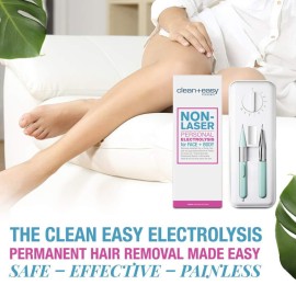 Clean + Easy Electrolysis Machine for Permanent Hair Removal - Non-Laser, Painless Electrolysis Hair Removal for Face & Body, At-Home Remover Device Clean + Easy Electrolysis Machine for Permanent Hair Removal - Non-Laser, Painless Electrolysis Hair Removal for Face & Body, At-Home Remover Device