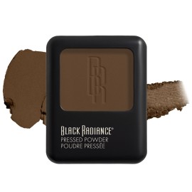 Black Radiance Pressed Powder, Pigment-Rich Matte Finish for Dark to Deep Skin Tones, Oil-Absorbing Compact with Mirror & Sponge - Ebony
