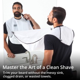 Beard King Beard Bib Apron - Shaving Set for Dad - As Seen on Shark Tank - Men\'s Hair Catcher for Shaving - Grooming Accessories - Packing Pouch, White Beard King Beard Bib Apron - Shaving Set for Dad - As Seen on Shark Tank - Men\'s Hair Catcher for Shaving - Grooming Accessories - Packing Pouch, White
