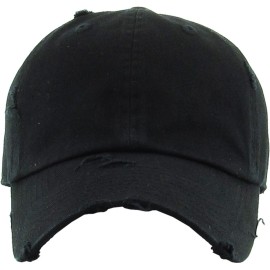 KBETHOS KBE-VINTAGE BLK Vintage Washed Cotton Baseball Cap, Black KBETHOS KBE-VINTAGE BLK Vintage Washed Cotton Baseball Cap, Black