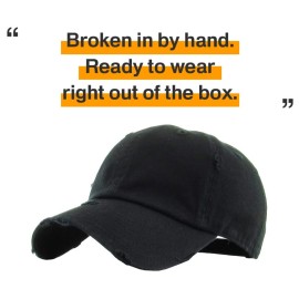KBETHOS KBE-VINTAGE BLK Vintage Washed Cotton Baseball Cap, Black KBETHOS KBE-VINTAGE BLK Vintage Washed Cotton Baseball Cap, Black