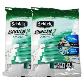 Schick Exacta2 Sensitive Disposable Razor, 10 Count(Pack of 2)