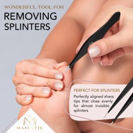 Surgical Tweezers for Ingrown Hair - Precision Sharp Needle Nose Pointed Tweezers for Splinters, Ticks & Glass Removal - Best for Eyebrow Hair, Facial Hair Removal(1 pack pointed, black) Surgical Tweezers for Ingrown Hair - Precision Sharp Needle Nose Pointed Tweezers for Splinters, Ticks & Glass Removal - Best for Eyebrow Hair, Facial Hair Removal(1 pack pointed, black)