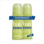 Ban Invisible Roll-on Antiperspirant Deodorant for Women and Men, 24-hour Underarm Odor & Sweat Protection, Powder Fresh, 3.5 Oz, Pack of 2