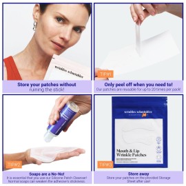 Wrinkles Schminkles Mouth & Lip Wrinkle Patch - Reusable Silicone Smoothing Pads for Noticeable Wrinkle Reduction - Lip Wrinkle Prevention for Youthful, Smooth Skin (2 Pack)